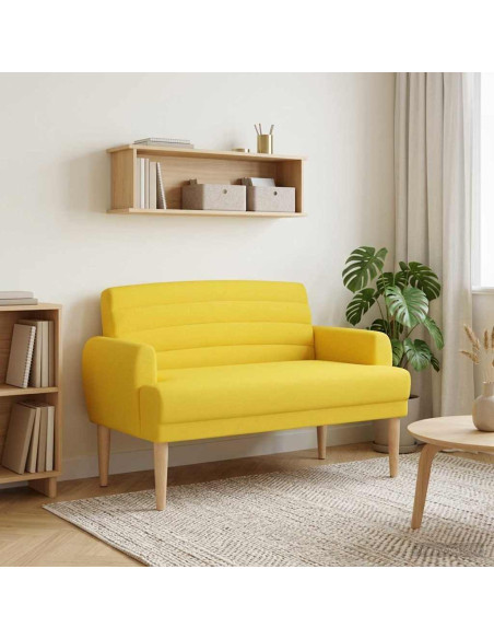 Loveseat con bottoni imbottiti Giallo Chiaro 116 x 67 x 80 cm