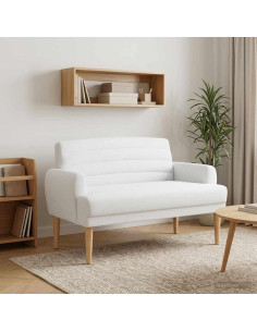 Loveseat con bottoni imbottiti Bianco 116 x 67 x 80 cm Tessuto