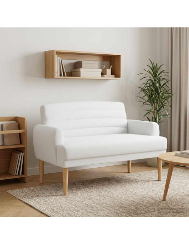 Loveseat con bottoni imbottiti Bianco 116 x 67 x 80 cm Tessuto