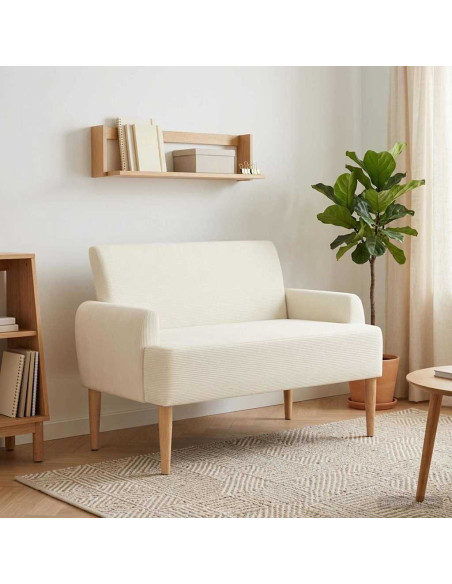 Loveseat con bottoni imbottiti Crema 116 x 67 x 81 cm