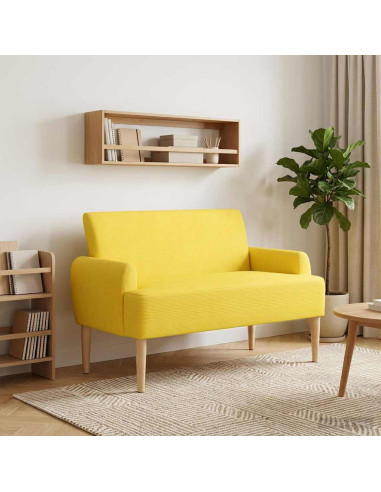 Loveseat con bottoni imbottiti Giallo Chiaro 116 x 67 x 81 cm