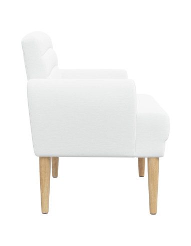 Loveseat con bottoni imbottiti Bianco 116 x 67 x 80 cm Tessuto
