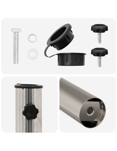 Tubo base per parasole 0.63 kg Acciaio inossidabile naturale
