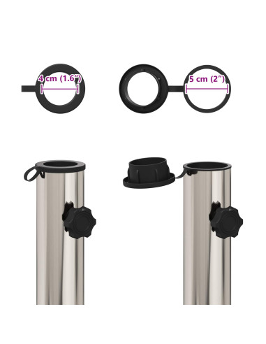 Tubo base per parasole 0.63 kg Acciaio inossidabile naturale