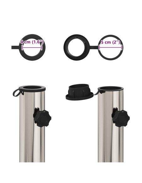 Tubo base per parasole 0.63 kg Acciaio inossidabile naturale