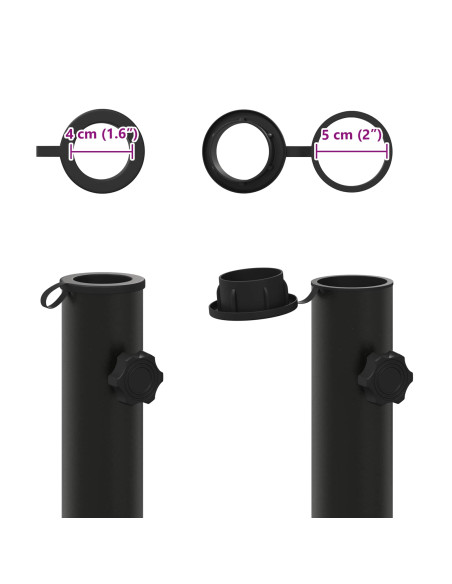 Tubo base per parasole 0.6 kg Nero Ferro for 40-50 mm Pole