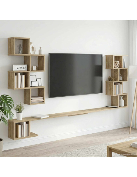 Mensola per TV da muro Rovere Sonoma 180 x 15 x 94 cm