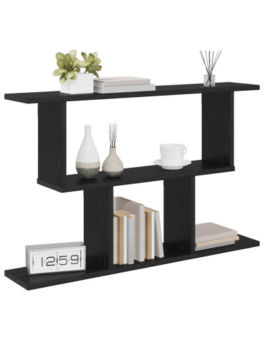 Scaffale da parete Rovere Nero 80 x 15 x 50,5 cm