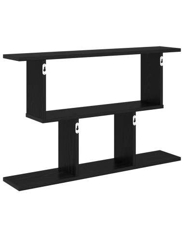 Scaffale da parete Rovere Nero 80 x 15 x 50,5 cm