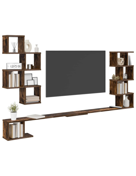 Mensola per TV da muro Rovere Fumo 180 x 15 x 94 cm