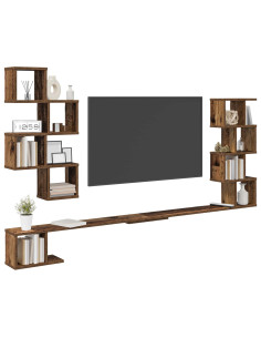 Mensola per TV da muro Legno antico 180 x 15 x 94 cm 2