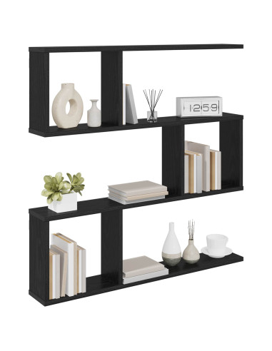 Scaffale da parete Rovere Nero 80 x 12 x 79,5 cm