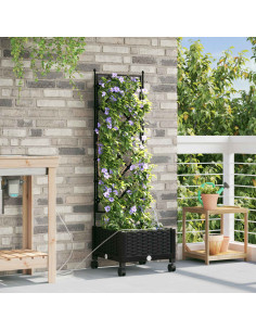 Vaso da Giardino con Irrigazione e Ruote Nero 40 x 40 x 132 cm