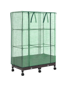 Vaso da Giardino con Copertura per Serra e Ruote 2 pz Marrone 2