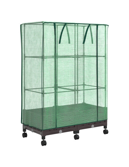 Vaso da Giardino con Copertura per Serra e Ruote 2 pz Marrone