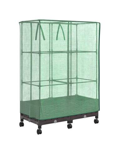 Vaso da Giardino con Copertura per Serra e Ruote 2 pz Marrone