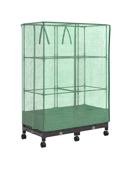 Vaso da Giardino con Copertura per Serra e Ruote 2 pz Marrone