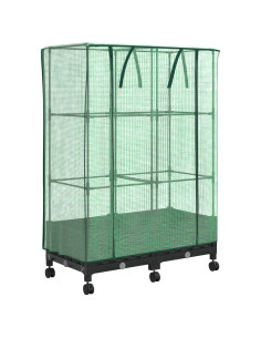 Vaso da Giardino con Copertura per Serra e Ruote 2 pz Nero PP 2