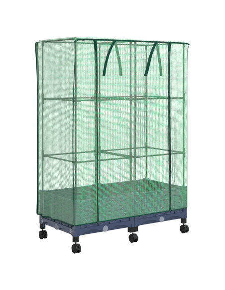 Vaso da Giardino con Copertura per Serra e Ruote 2 pz PP