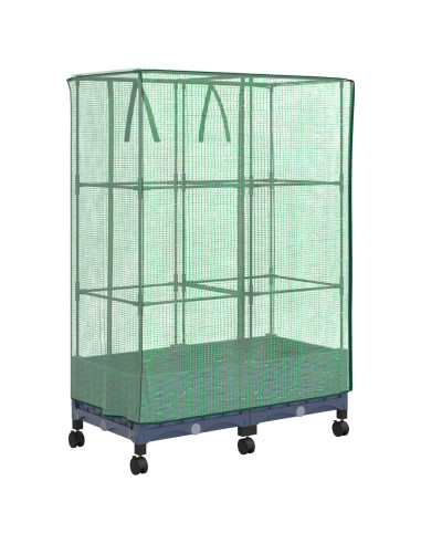 Vaso da Giardino con Copertura per Serra e Ruote 2 pz PP