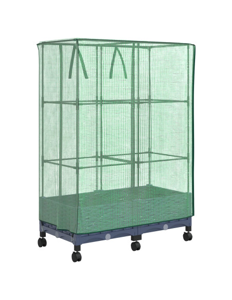 Vaso da Giardino con Copertura per Serra e Ruote 2 pz PP