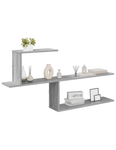 Scaffale da parete Sonoma grigio 122 x 18 x 60 cm