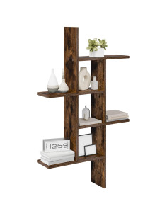 Scaffale da parete Rovere Fumo 61 x 15 x 102 cm 2
