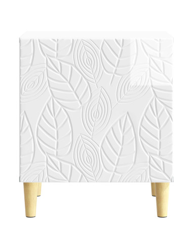 Comodino Bianco Lucido 43 x 34,5 x 50 cm Legno ingegnerizzato
