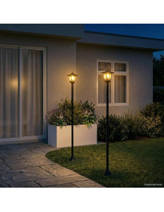 Set di Lampioni with LED Bulb 2 pz Nero 16 x 16 x 156 cm