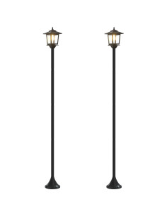 Set di Lampioni with LED Bulb 2 pz Nero 16 x 16 x 156 cm 2