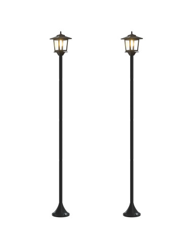 Set di Lampioni with LED Bulb 2 pz Nero 16 x 16 x 156 cm