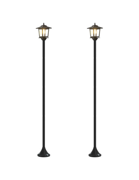 Set di Lampioni with LED Bulb 2 pz Nero 16 x 16 x 156 cm