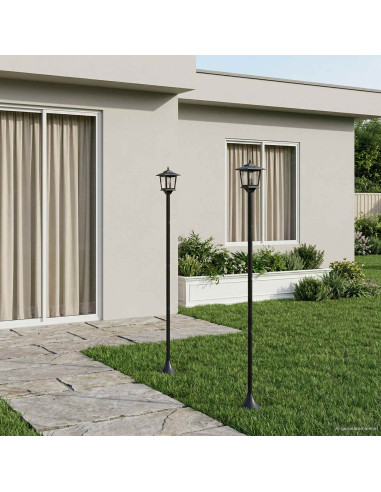 Set di Lampioni with LED Bulb 2 pz Nero 16 x 16 x 156 cm