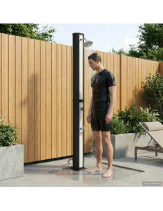 Doccia solare con testa doccia e rubinetto 40 l Nero e Argento