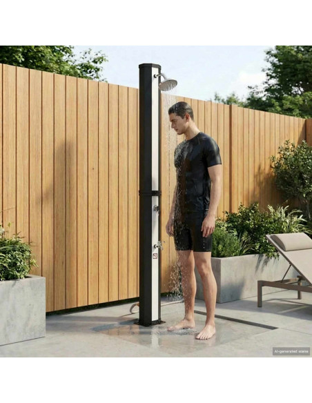 Doccia solare con testa doccia e rubinetto 40 l Nero e Argento