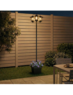 Lampione a 3 teste con vasi with LED Bulb Nero 32 x 32 x 188 cm