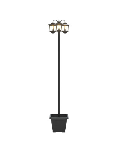 Lampione a 3 teste con vasi with LED Bulb Nero 32 x 32 x 188 cm