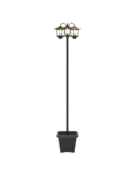 Lampione a 3 teste con vasi with LED Bulb Nero 32 x 32 x 188 cm
