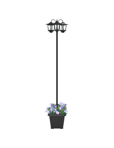 Lampione a 3 teste con vasi with LED Bulb Nero 32 x 32 x 188 cm