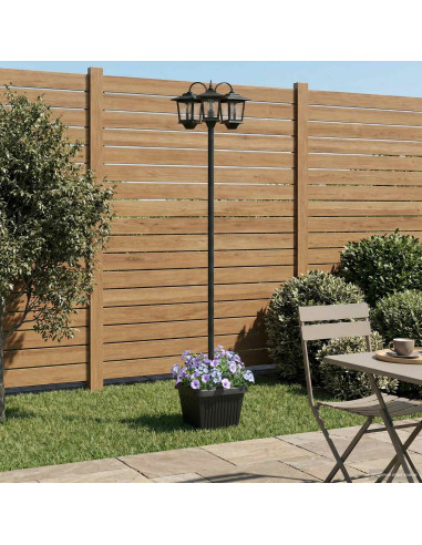 Lampione a 3 teste con vasi with LED Bulb Nero 32 x 32 x 188 cm