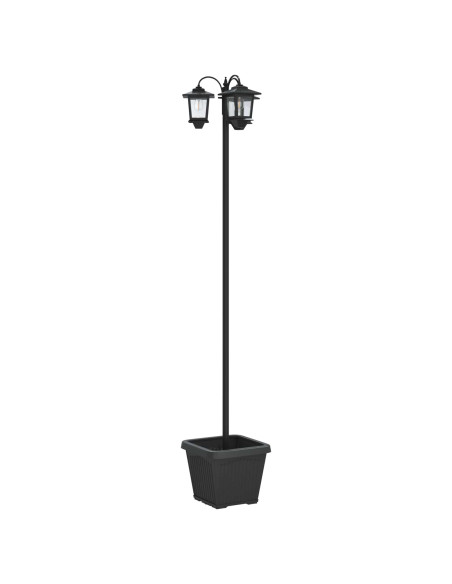 Lampione a 3 teste con vasi with LED Bulb Nero 32 x 32 x 188 cm