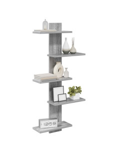 Mensola a muro flottante Sonoma grigio 48,5 x 15 x 101 cm 2