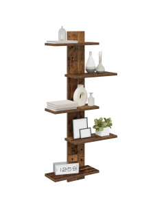 Mensola a muro flottante Legno antico 48,5 x 15 x 101 cm 2