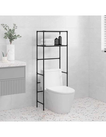 Rastrelliera per Bagno a 2 Livelli Nera 53,5x28x143 cm Ferro