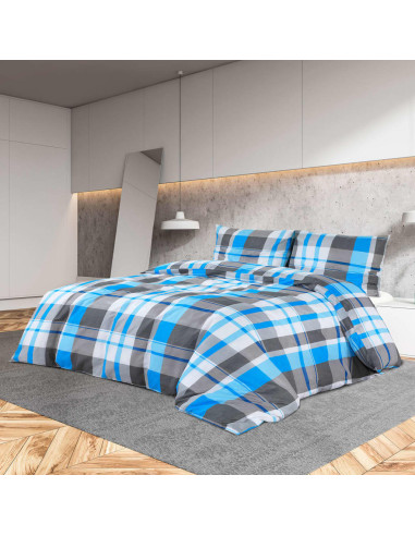 Set Copripiumino Blu e Grigio 140x200 cm in Cotone