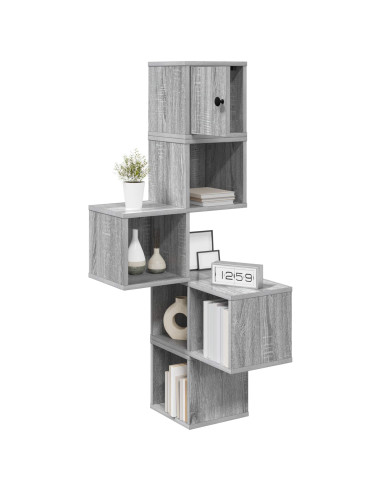 Mensola Angolare da Parete Sonoma grigio 48 x 48 x 120 cm