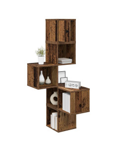Mensola Angolare da Parete Legno antico 48 x 48 x 120 cm 2