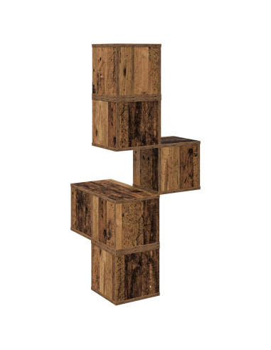 Mensola Angolare da Parete Legno antico 48 x 48 x 120 cm