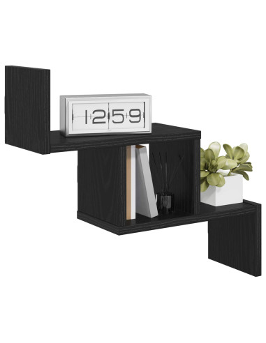 Scaffale da parete Rovere Nero 48 x 15 x 42 cm