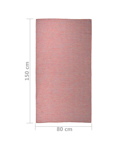 Tappeto da Esterni a Tessitura Piatta 80x150 cm Rosso
